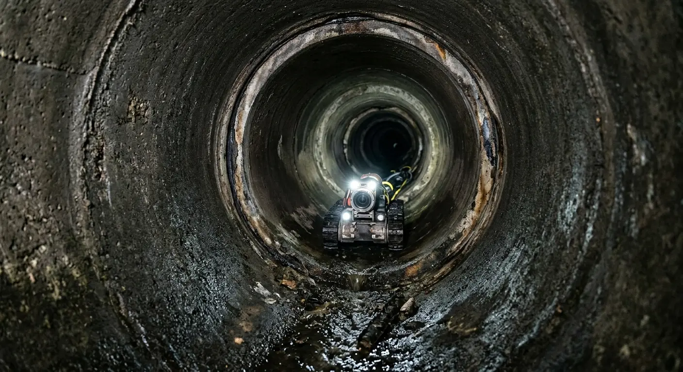 Robotic sewer camera inspecting pipe interior for Sewer Line Repair in Airway Heights